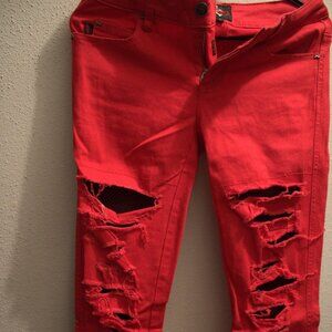 ROYAL BONES by DAANG Ripped Distressed Red Jean